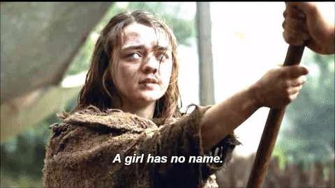 This meme is a screenshot from the 2011 film "The Hunger Games" starring Jennifer Lawrence. The image shows Katniss Everdeen, the protagonist, holding a bow and arrow, looking determined. The text overlaid on the image reads "A girl has no name" - a play on the classic novel "A Girl Has No Name" - but in this context, it's a reference to Katniss's lack of a name in the film.