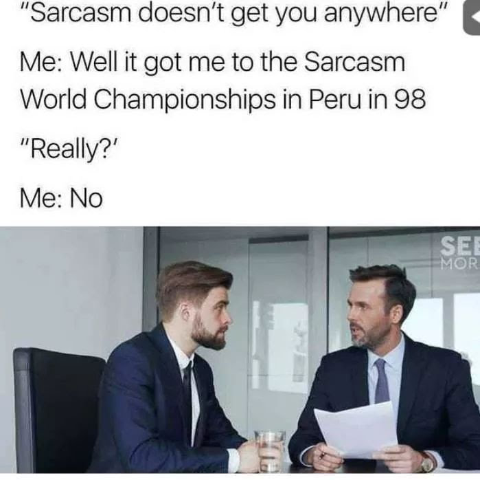 The meme is a screenshot of a TV show or movie where a character is being interviewed and is being asked to explain a joke that was previously made. The text in the image reads: "In 1998, I won a world championship in a sport called 'Extreme Ironing'". The joke is that the person is claiming to have won a world championship in a sport that is not a real thing, and the interviewer is asking for clarification.