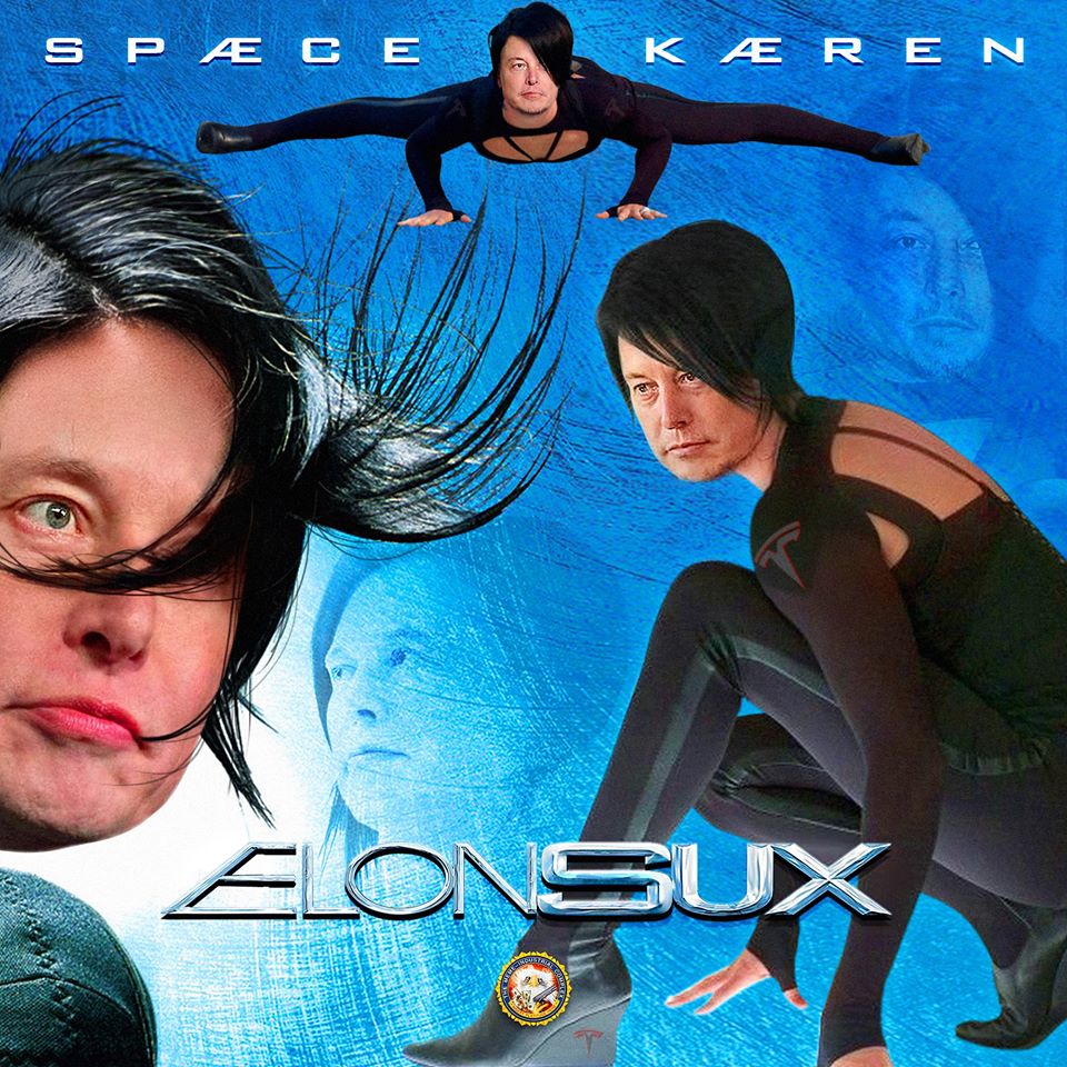 The meme is a photo of a woman with a serious expression, with her hair blown back and a futuristic background. The image is captioned "Elon Musk" and features a "SpaceX" logo, but the woman is actually a female impersonator named Elon Musk, who is known for his outlandish and humorous tweets. The meme is likely a play on the idea that Elon Musk is known for his eccentric and unconventional personality, and the image is a humorous take on that.