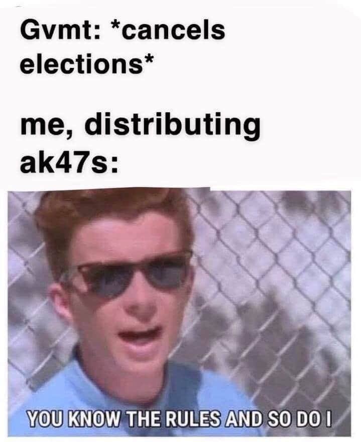 The meme is a humorous take on the phrase "I know the rules and I know how to break them." The image is of a person (likely a teenager) wearing a mischievous expression and sunglasses. The text "You know the rules and so do I" is overlaid on the image.