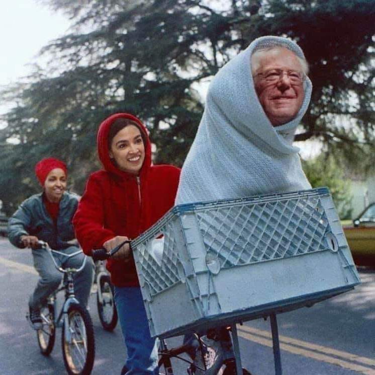 This meme is a play on the iconic 1982 film "E.T. the Extra-Terrestrial." The image shows a still from the movie, but with a twist: instead of E.T., the alien is replaced by a photo of former US President Bill Clinton. The text overlaying the image reads: "E.T. phone home... and also get a phone plan with a 5G network."