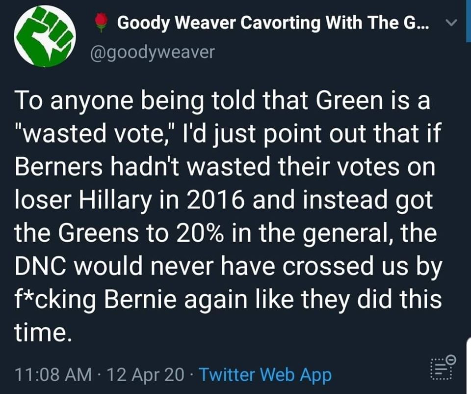 This meme is a sarcastic commentary on the 2016 Democratic presidential primary, where the author's friend (or the author themselves) was a Bernie Sanders supporter who was disappointed with the Democratic Party's decision to support Hillary Clinton. The author jokes that if they had lost to Hillary in 2016, they would have been so angry that they would have never crossed the Democratic Party's "waste of a vote” and would have been a “Bernie supporter” in 2016.