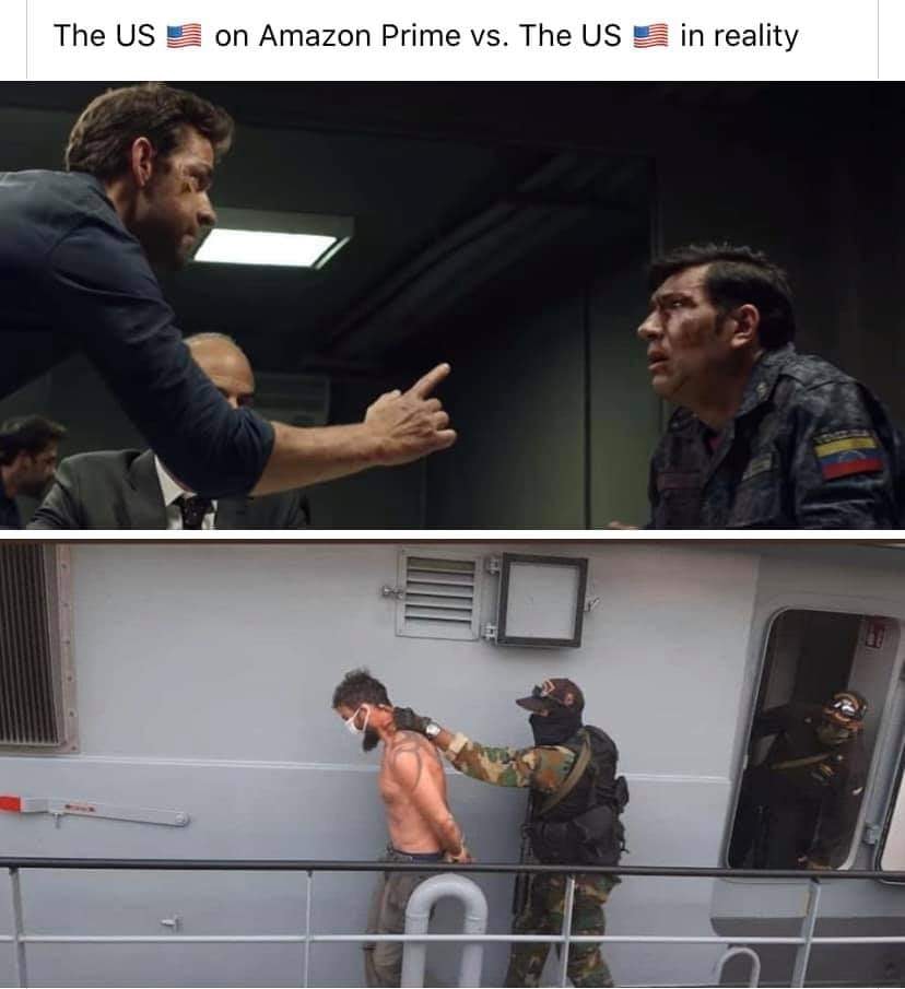 This meme is a humorous comparison between the portrayal of the US in the TV series "The Nightingale" on Amazon Prime and the reality of the US in the real world. The top image shows a scene from the series where a character is explaining something to someone, and the text above it reads "The US on Amazon Prime vs. The US in reality". The bottom image shows a real-life scene of US soldiers in a situation where they are treating a prisoner, and the text above it reads "The US on Amazon Prime vs. The US in reality". The meme is poking fun at the idea that the US is often portrayed in a certain way in TV shows and movies, but in reality, it is often a different story.