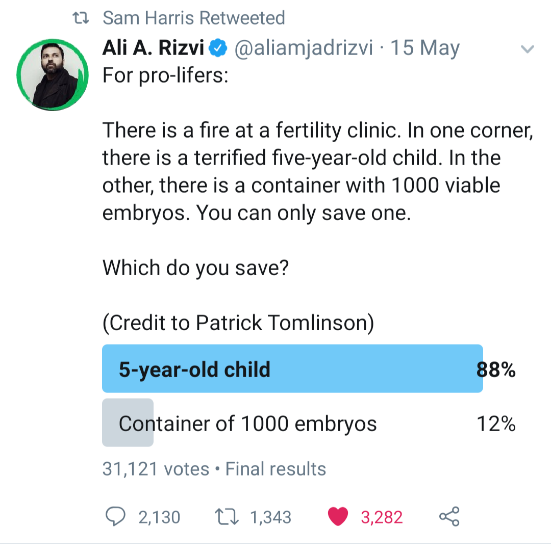 This meme is a Twitter post that pokes fun at the idea of saving money. It starts with a statement about a fire at a fertility clinic, but then takes a humorous turn by comparing the cost of saving a single child's life to saving a child's life at a clinic. The post ends with a question about which person's life you would save, and the answer is a 5-year-old child. The post has a low number of likes and a low number of retweets, indicating that it may not have been well-received by the audience.