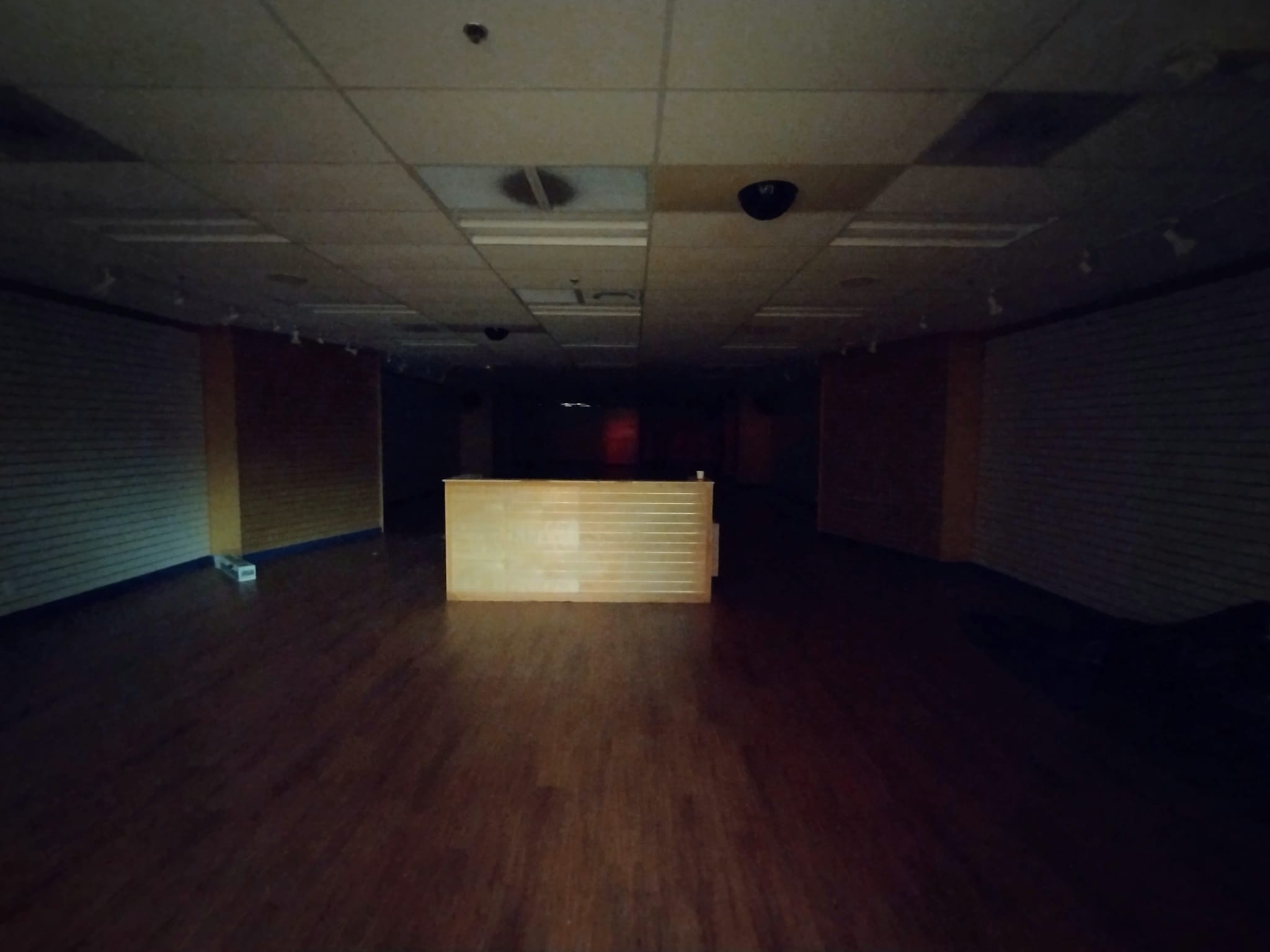 The meme is an image of a dimly lit, empty retail space with a few remnants of former stores. The text overlayed on the image reads "I'm not saying we're not doing well, but..."