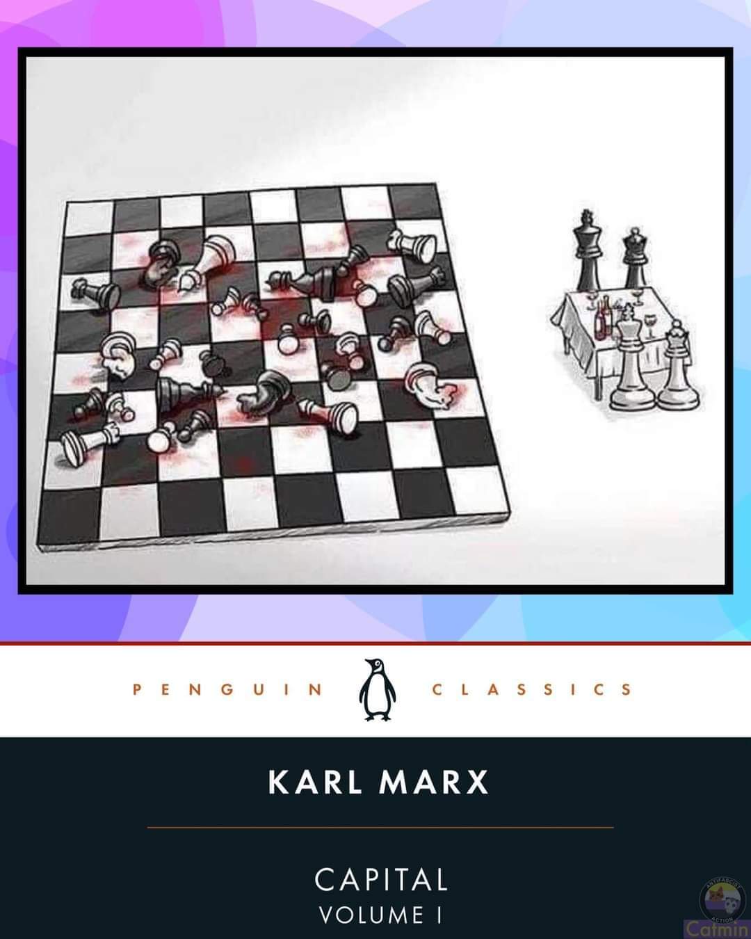 The meme is a humorous commentary on the idea that a person's life can be like a game of chess, with many "pieces" (or challenges) to overcome. The text "Capital Volume 1" is a reference to the book "Capital" by Karl Marx, but in this context, it's being used ironically to describe a chaotic and overwhelming situation.