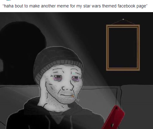 This meme features a character from the Star Wars franchise, specifically a young boy named Anakin Skywalker, but in a humorous and unexpected context. The text at the top of the image reads: "haha bout to make another meme for my star wars themed facebook page". The image itself is a humorous and satirical take on the character's personality, showcasing his signature "I'm not a good guy" phrase from the Star Wars prequels.