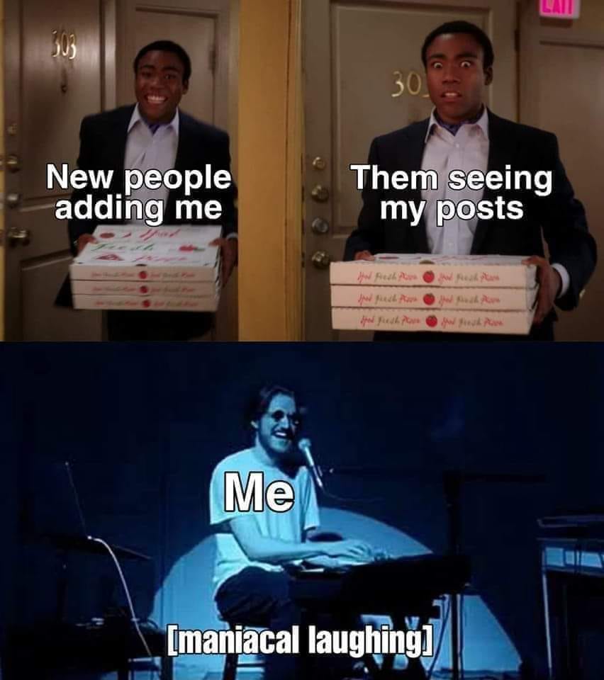 This meme is a humorous take on the feeling of being overwhelmed by social media. It depicts a character from the TV show "The Office" (played by Steve Carell) in a state of anxiety, with the caption "New people are following me" and the character's reaction is "They're watching my every move".