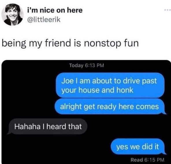 This meme is a screenshot of a conversation between two people, with the first person asking if the second person is ready to leave. The second person responds with a sarcastic and playful message, implying that they're not ready to leave and are instead going to continue enjoying their time. The message is humorous and lighthearted, with the phrase "I'm not leaving" being a common way to express reluctance to leave a situation.