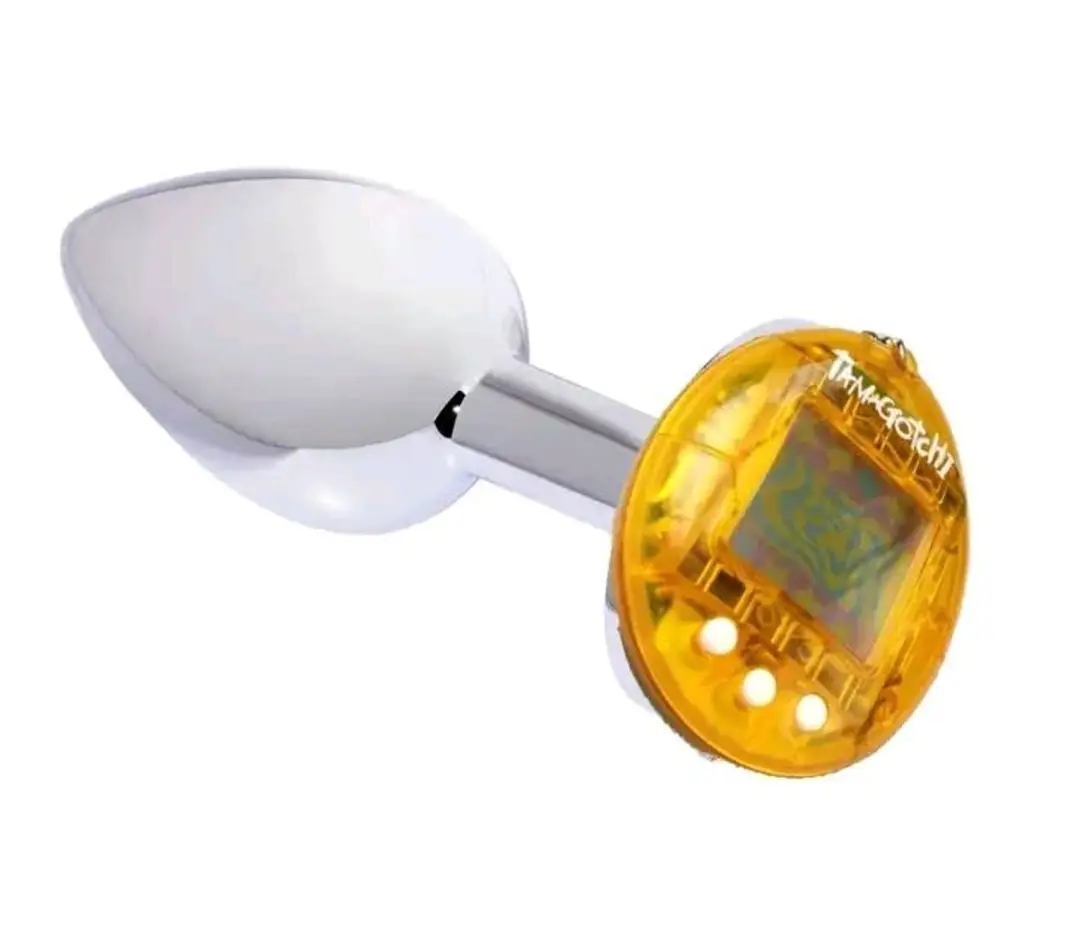 The meme is an image of a Tamagotchi, a handheld digital pet, attached to a toilet plunger. The text "I'm not arguing, I'm just explaining why I'm right" is written above the Tamagotchi. The image is likely used to humorously suggest that someone is being obstinate or stubborn in an argument.