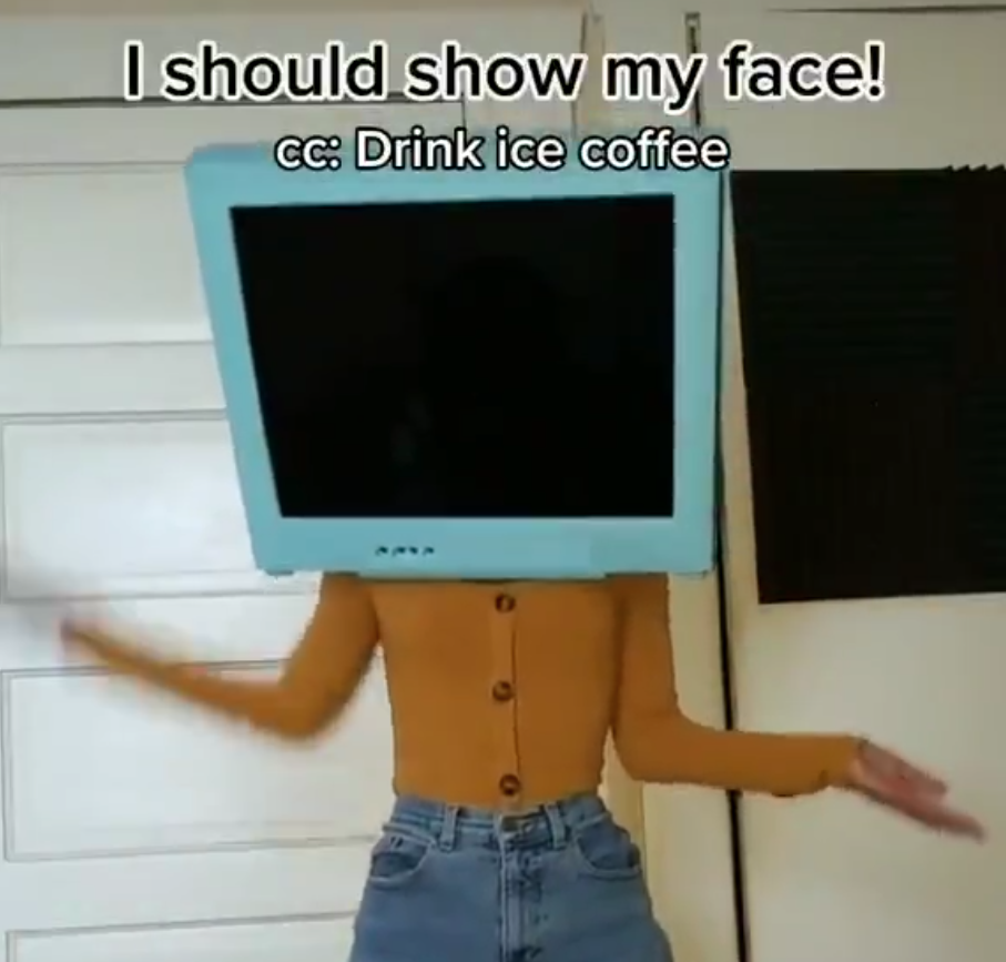 This meme features a person with a distorted, pixelated face, as if they're a poorly rendered video game character. The image is captioned "I should show my face!" and includes a text overlay that reads "I'm not saying it's you, but...".
