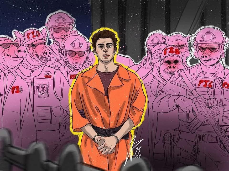 The meme is an image of a person in a orange jumpsuit, surrounded by a group of pigs wearing police uniforms. The text "Pigs in Space" is written above the image, but it's not relevant to the actual image. The image is actually a reference to a popular internet meme, "Pigs in Space", but the image is actually a person in an orange jumpsuit surrounded by a group of pigs in police uniforms, with the text "Pigs in Space" written above it.