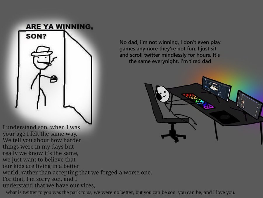 The meme is a comic strip featuring a stick figure of a man sitting at a desk with a computer, surrounded by gaming equipment. The text above the figure reads "I'm not even mad, I'm just disappointed" and "I don't even play games anymore, I just watch Twitch streams and pretend to be interested". The figure is also shown with a thought bubble saying "I'm not even mad, I'm just disappointed" and "I don't even play games anymore, I just watch Twitch streams and pretend to be interested".