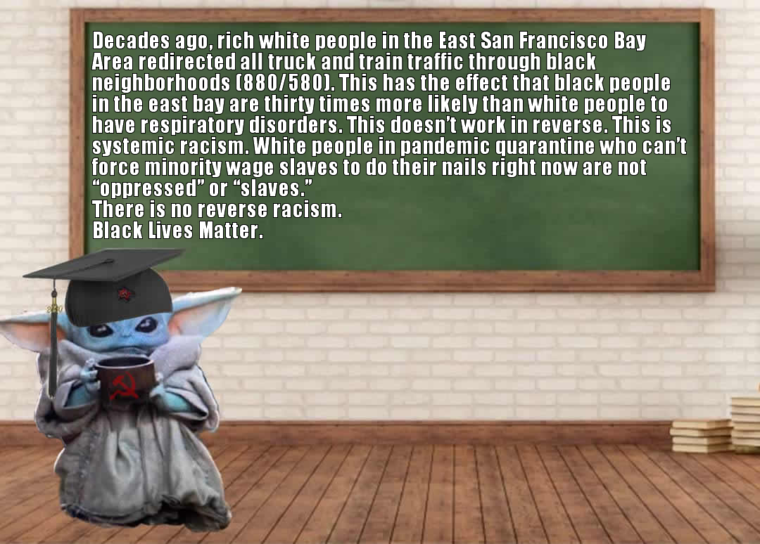 The meme features a picture of a character from the animated series "Star Wars: The Clone Wars" (Anakin Skywalker) in a classroom setting, wearing a graduation cap and holding a diploma. The text above the character r...