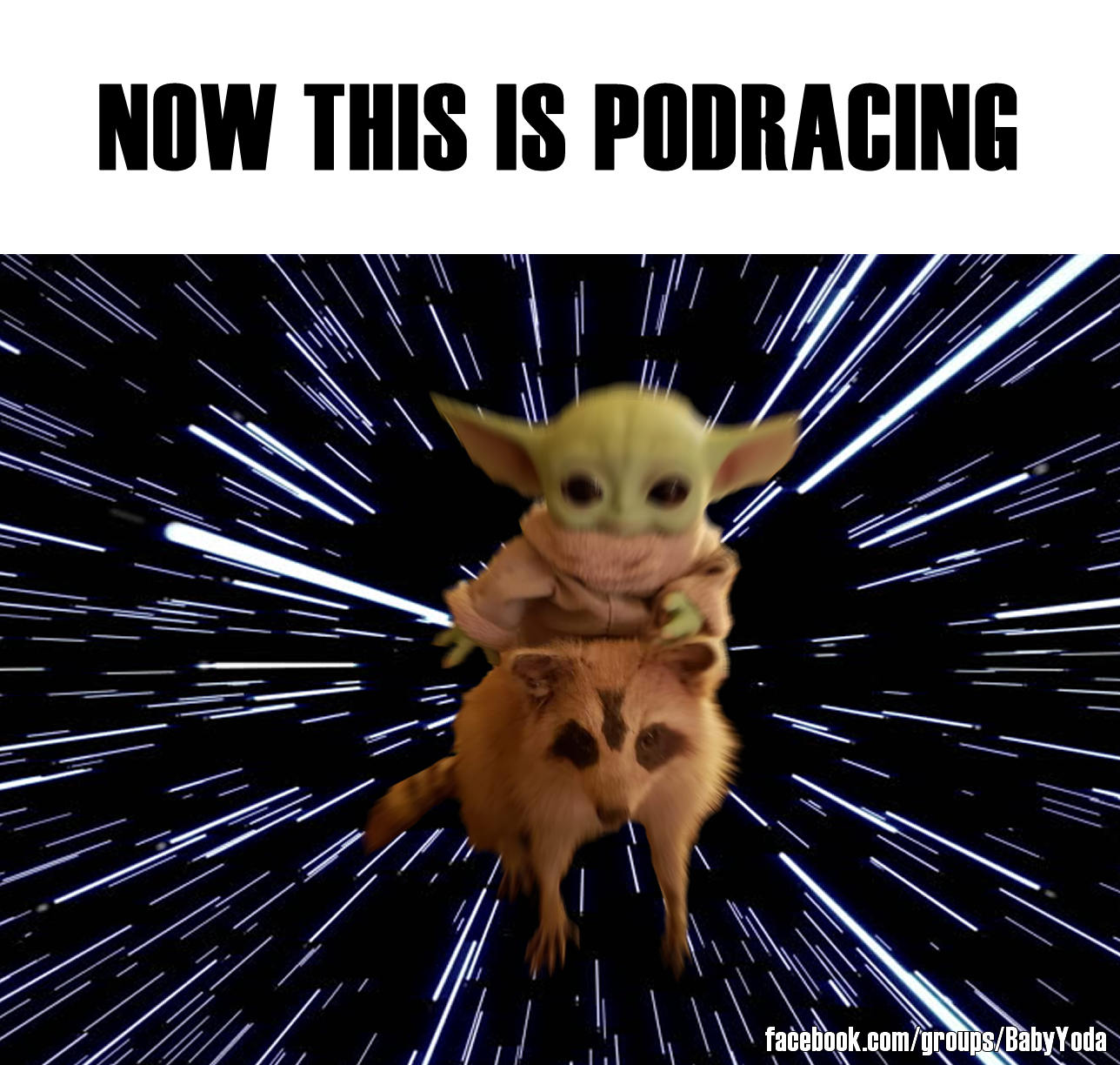 This meme is a playful take on the "I can smell the desperation" meme, but with a Star Wars twist. The image features a cartoonish, green-skinned character (Baby Yoda) riding a tiny, furry creature (a "pog" or a "cute animal") through space, with a caption that reads "Now this is pod racing". The text at the bottom of the image says "Now this is pod racing".
