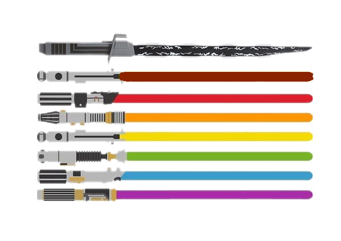 This meme is an image of a series of lightsabers, each with a different color, arranged in a row. The text "I can explain" is written above the first lightsaber, while the text "I'm done" is written above the last lightsaber.