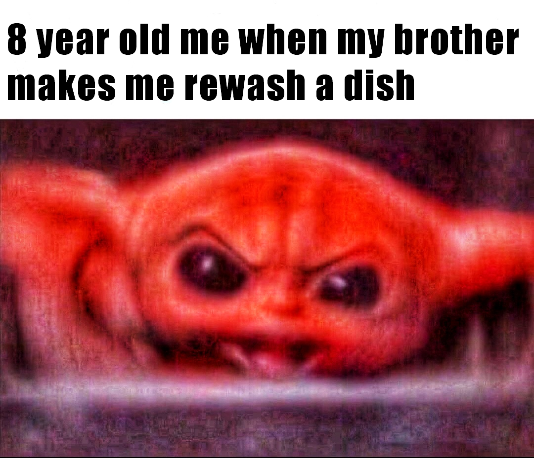 The meme is a humorous image of a young child, likely a toddler, with a shocked expression, implying they've just done something naughty. The text "I told my 7 year old son to stop playing with my phone. He replied 'I...