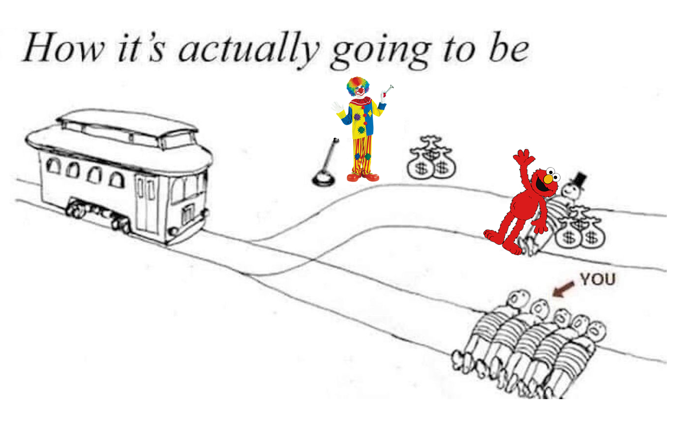 This meme is a humorous commentary on the concept of "the struggle is real." It features a simple drawing of a person walking down a path, with various obstacles and challenges along the way. The text "How it's going to be" is written above the drawing, while the text "How it's actually going to be" is written below, with a person struggling to walk on a path filled with obstacles.  The image shows a person walking down a path, with a series of obstacles and challenges along the way. The first obstacle is a train, which the person must navigate around. The second obstacle is a person standing on a bridge, holding a sign that says "You". The third obstacle is a group of people sitting on a bench, with a sign that says "You" and a picture of a person being pushed into a lake.