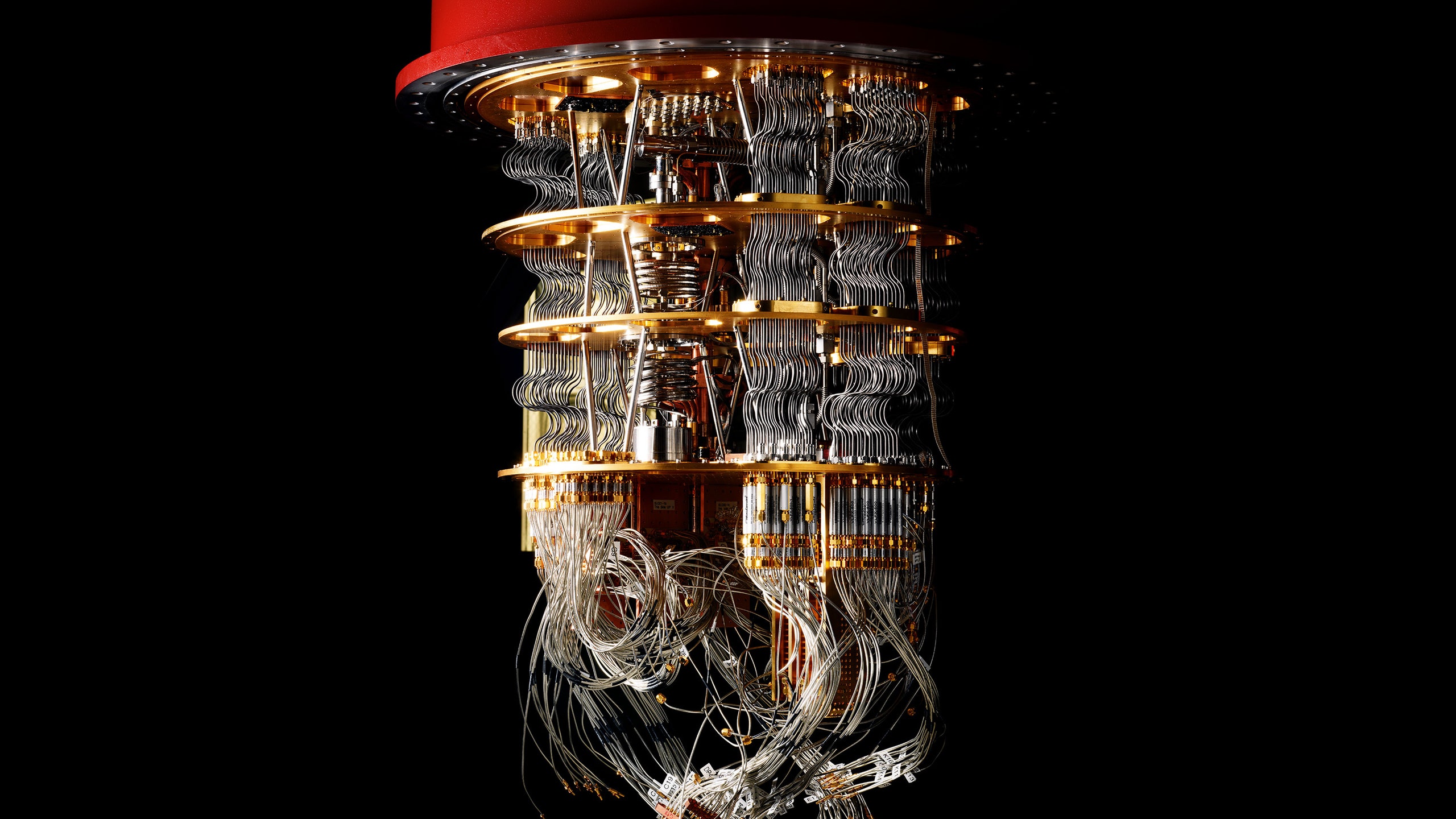 This meme is a humorous image of a computer chip, specifically a quantum computer chip, with a large number of tiny wires and circuits. The text overlayed on the image reads "when you finally understand quantum computing" and is accompanied by a frustrated or exasperated expression, implying that the complexity of quantum computing is overwhelming.