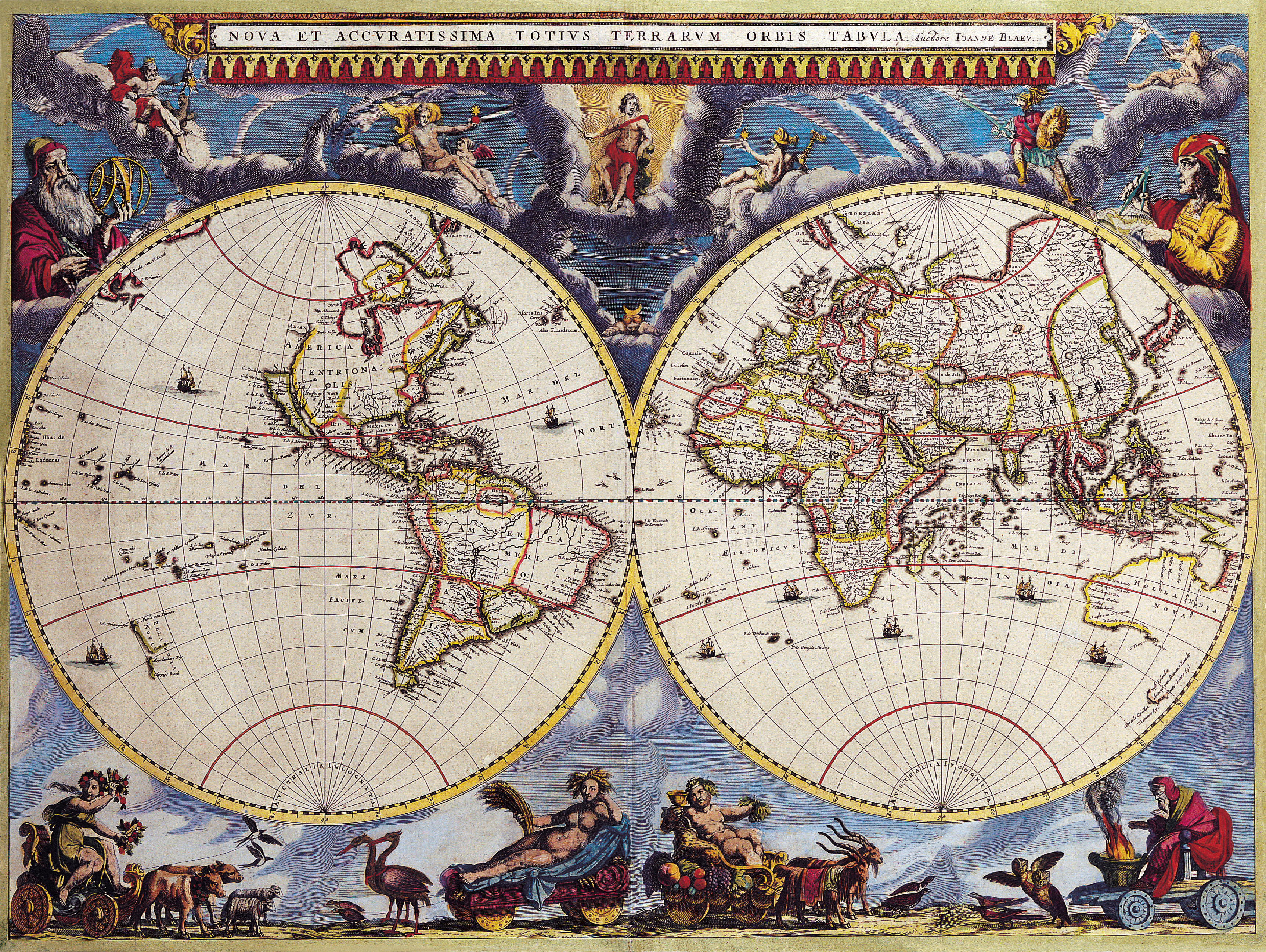 Okay, let's break down this fascinating map image through several analytical lenses. It’s a rich visual artifact and offers plenty to unpack! **Visual Description** The image is a double-hemisphere world map, likely f...