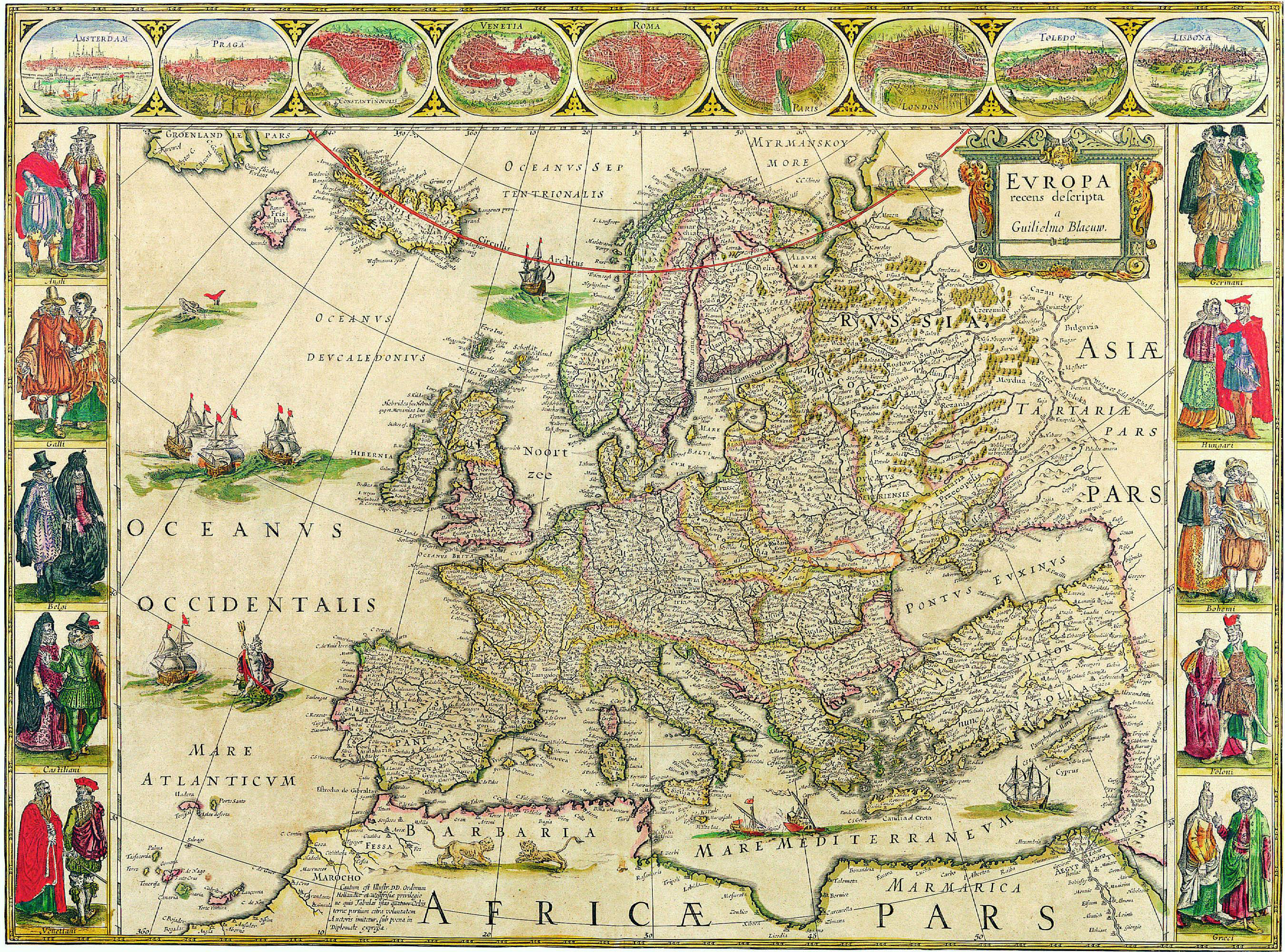 Okay, let's analyze this 17th-century map of Europe, Africa, and parts of Asia, through the lenses you've requested. This is a complex task, as the map is a product of a specific historical moment and worldview, and r...