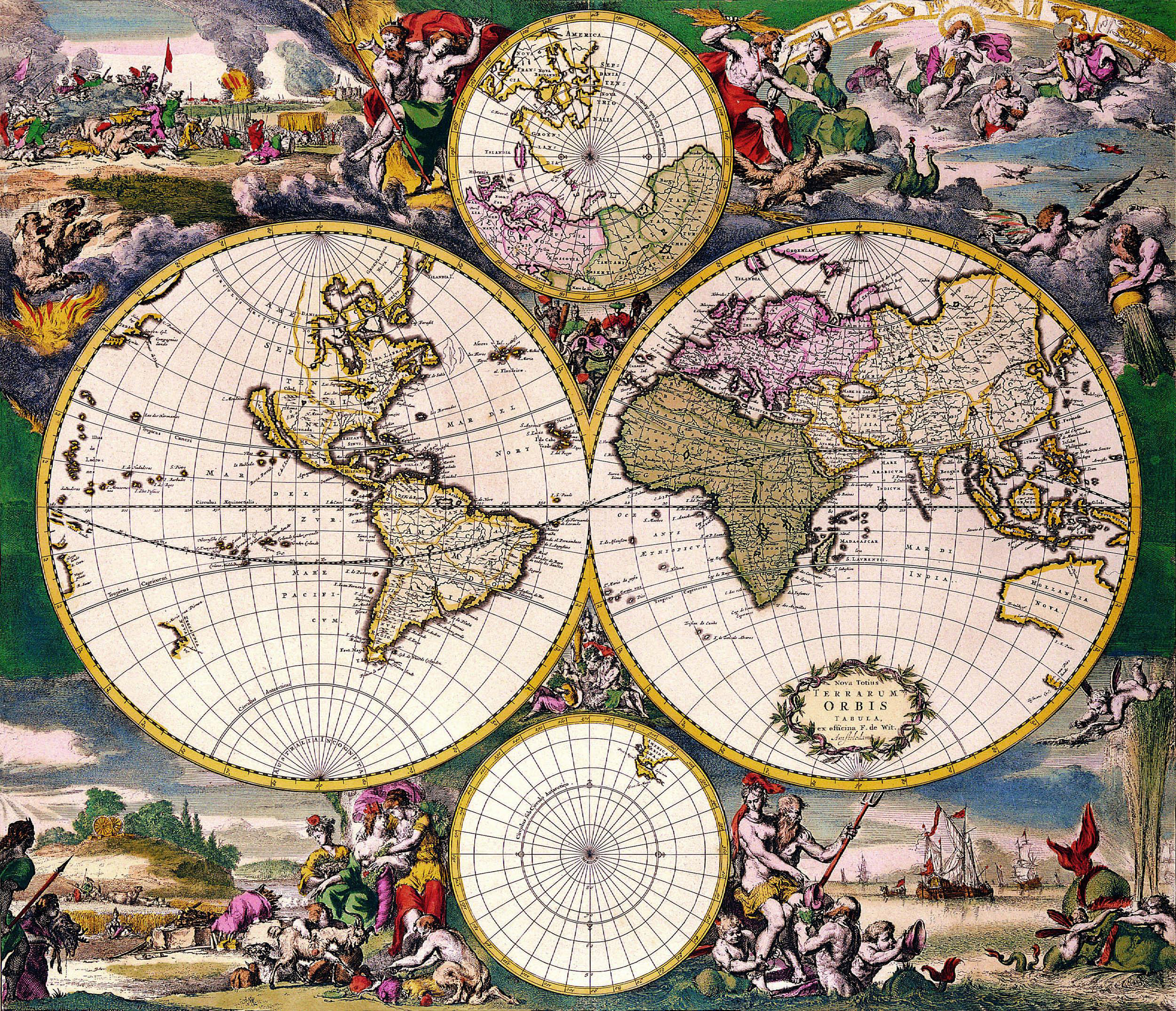 Okay, let's break down this fascinating 17th/18th-century world map through several theoretical lenses. It’s rich with visual and ideological content. ## **Visual Description** This is a hand-colored copperplate map f...