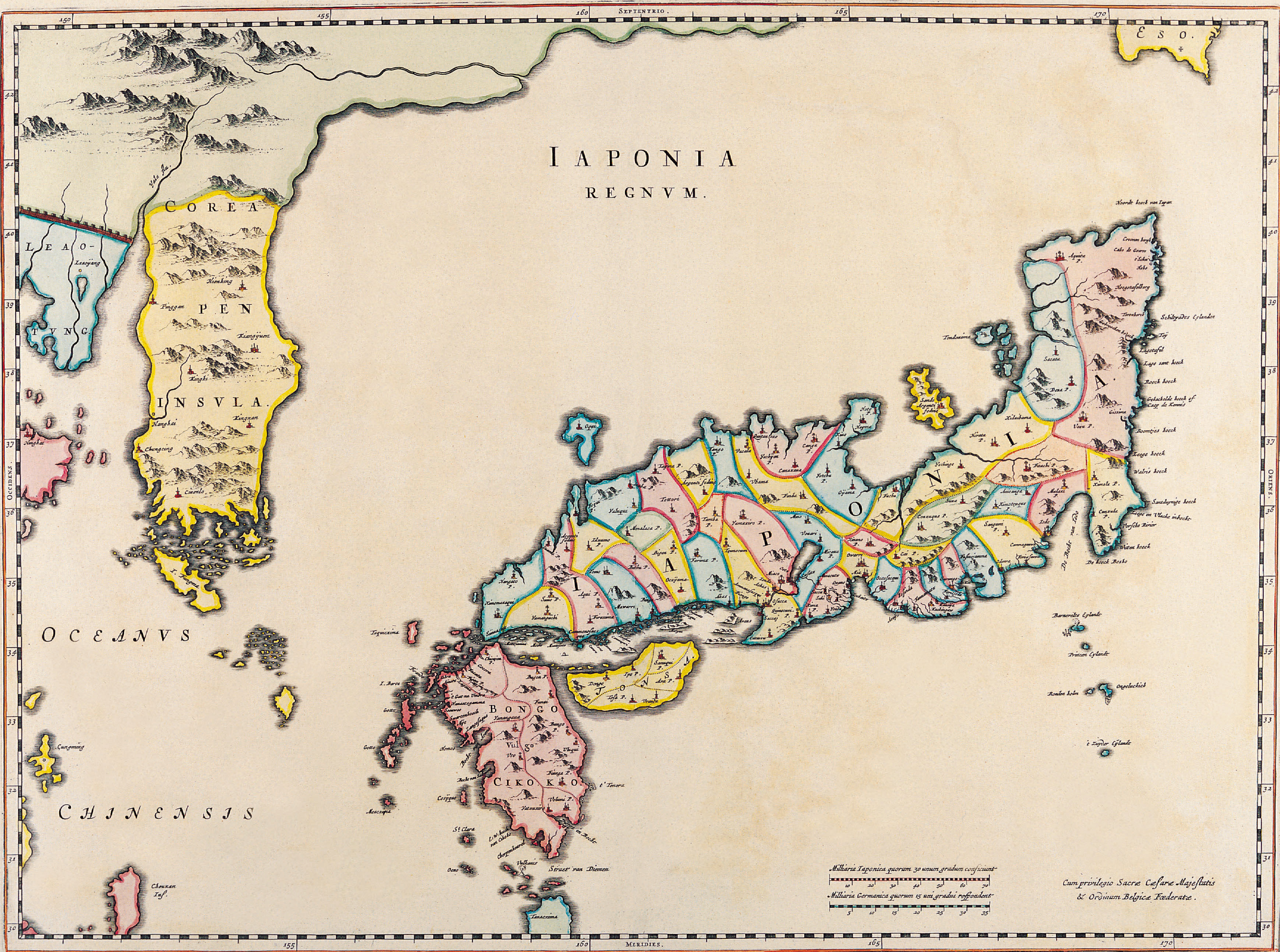 Okay, let's break down this 17th-century map of Japan (labeled "Iaponie Regnum") through the lenses you've requested. It's a complex visual document, so we'll need to address what the map shows before we get into the...