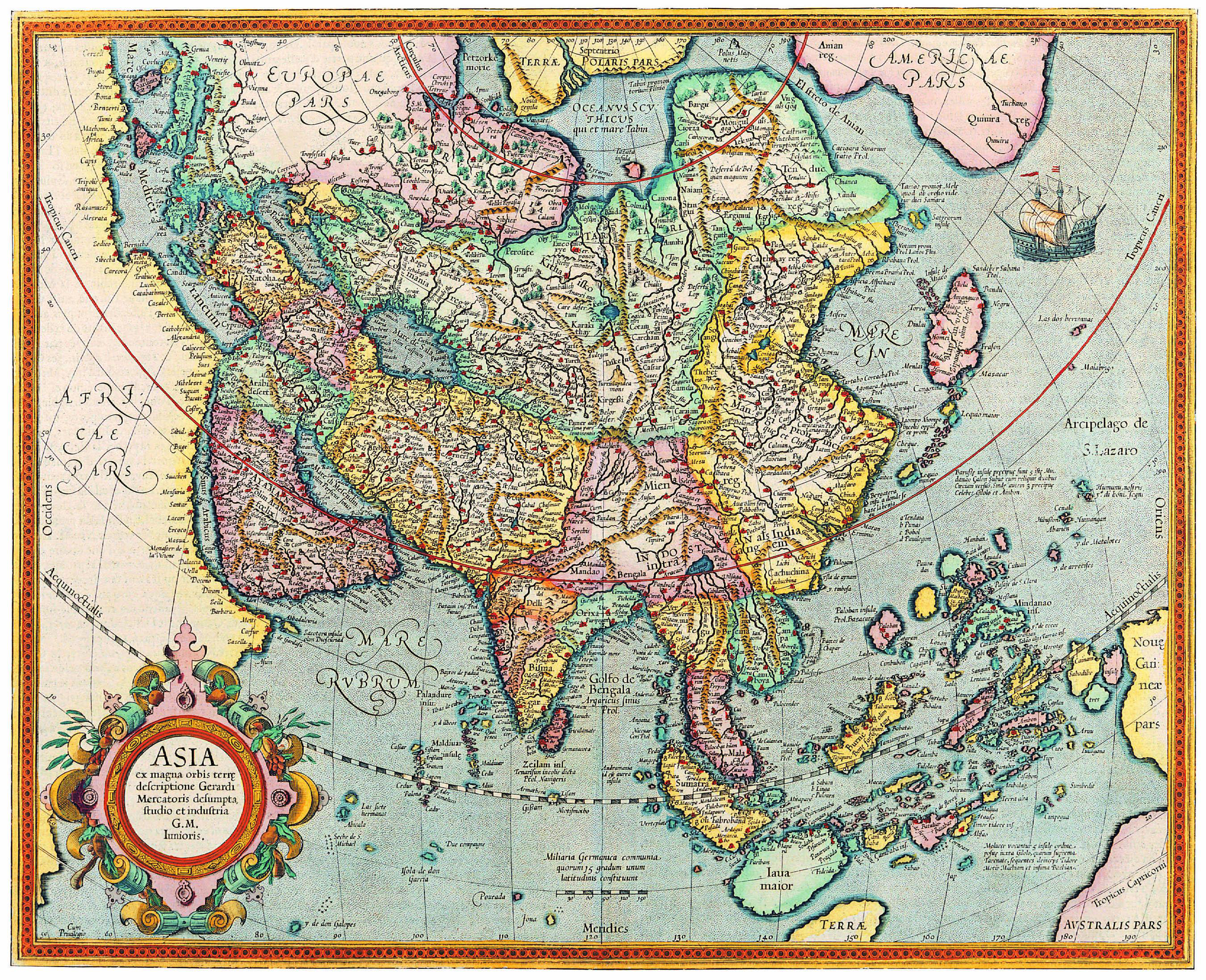 Okay, let's break down this 17th-century map of Asia through the lenses requested. Given the age and nature of the map, certain analyses will be more fruitful than others. I'll indicate where analysis is limited due t...