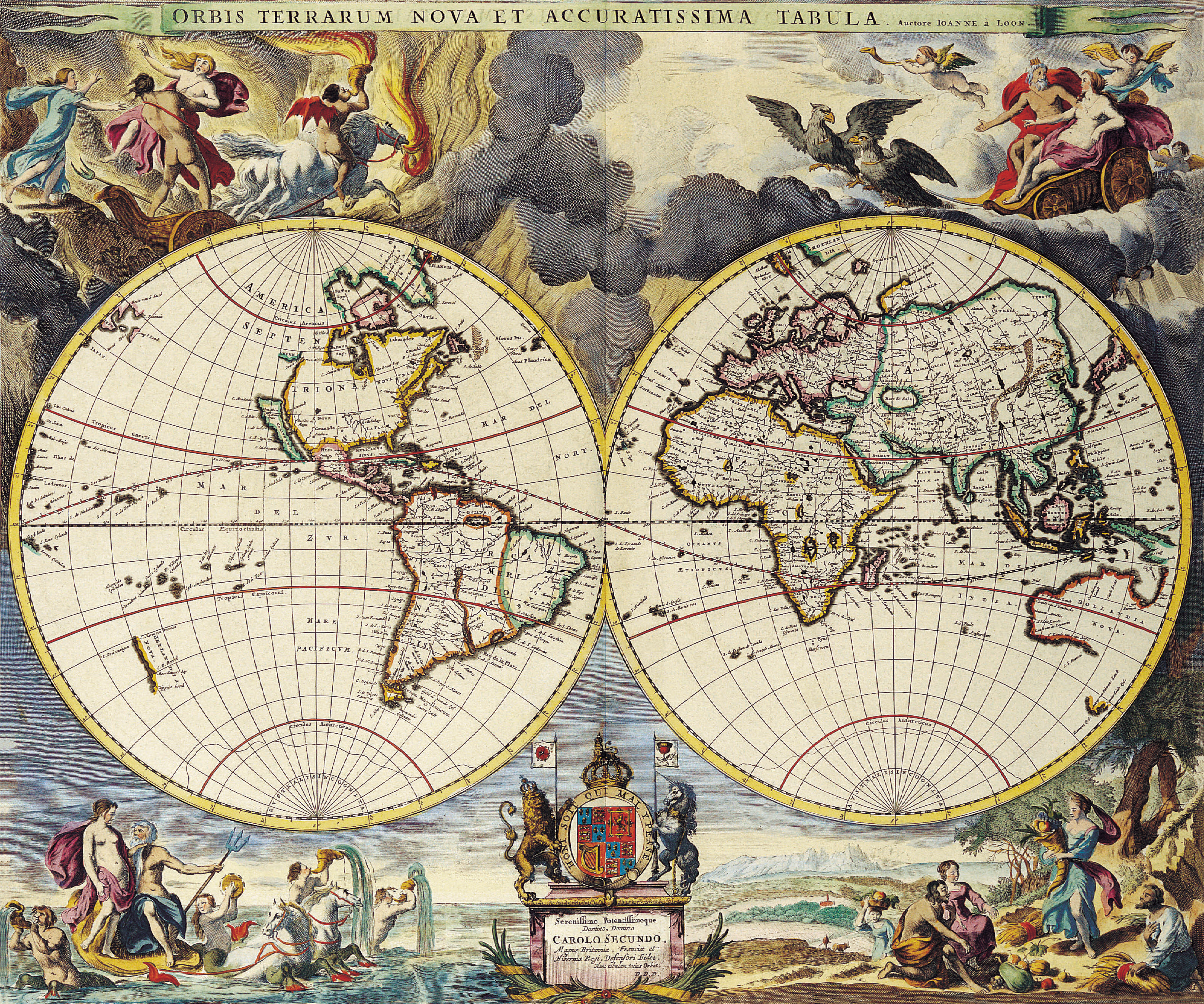 Okay, let's analyze this 17th-century map, "Orbis Terrarum Nova et Accuratissima Tabula," through the requested lenses. It's a rich image, capable of yielding insights from various theoretical perspectives. ## Visual...