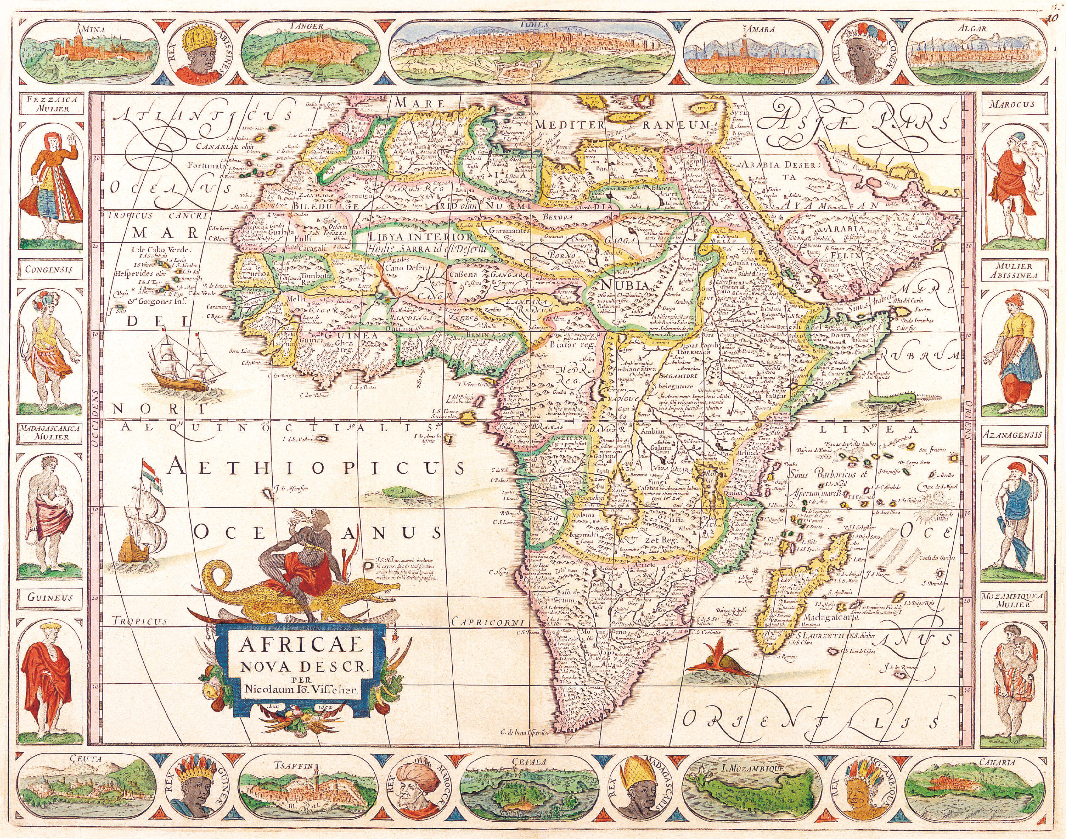 Okay, here's an analysis of the provided map, "Africae Nova Descriptio" (New Description of Africa) by Nicolaus Visscher (1686), broken down into sections using the requested theoretical frameworks. Note that some fra...