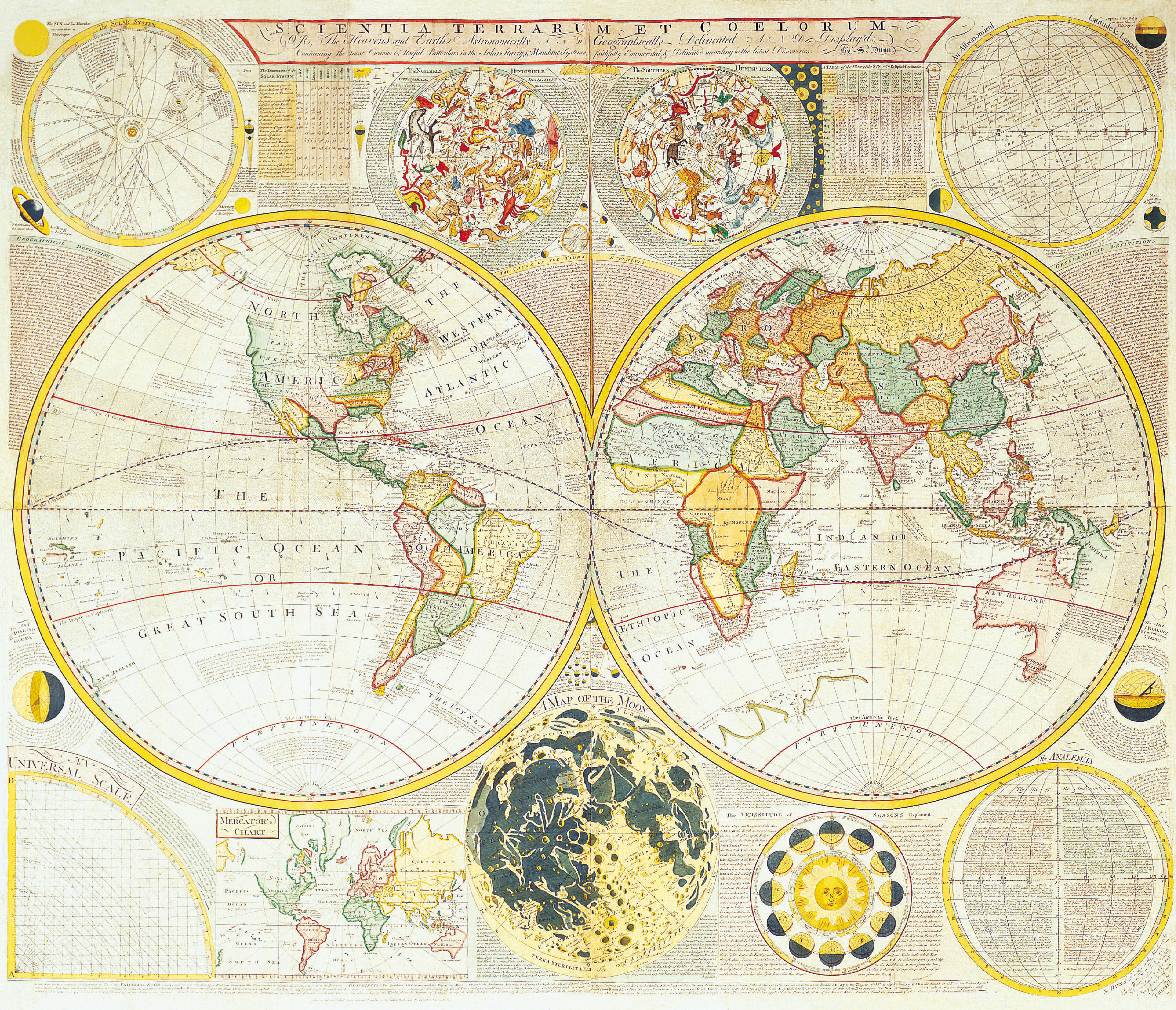 Okay, let's break down this 18th-century world map through the lenses of several theoretical frameworks. **Visual Description** This is a hand-colored copperplate map from 1730. It presents a double-hemispheric projec...