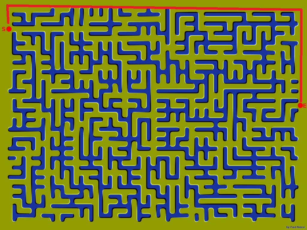 The meme is an image of a classic "Maze of Death" puzzle, where the goal is to navigate from the top-left corner to the bottom-right corner while avoiding "dead ends" and "traps". The image is blank, with no text or additional context.