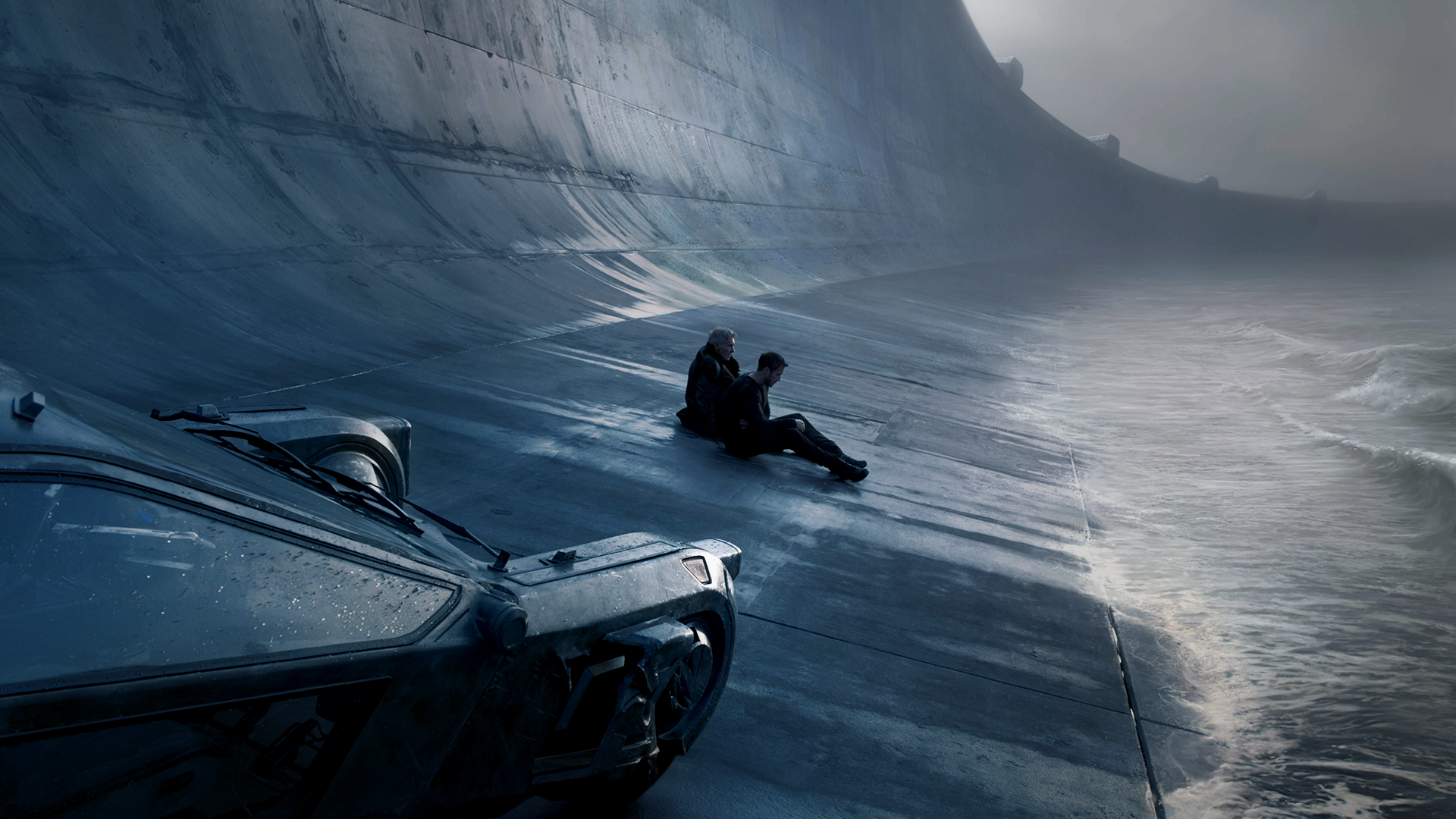 The meme is a screenshot from the movie "Blade Runner 2049" featuring a scene where a character is sitting in a desolate, futuristic environment. The text overlay reads: "When you're trying to have a conversation but your friend is stuck in the past".