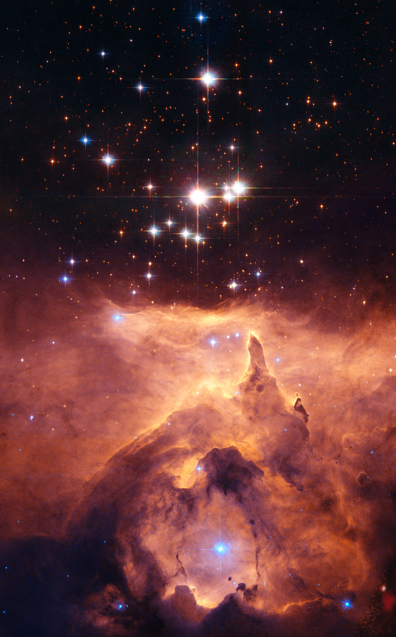 This meme is an image of a picture of the Carina Nebula, a stunning astronomical object. The image is captioned "When you finally get a good Wi-Fi signal in the middle of nowhere".