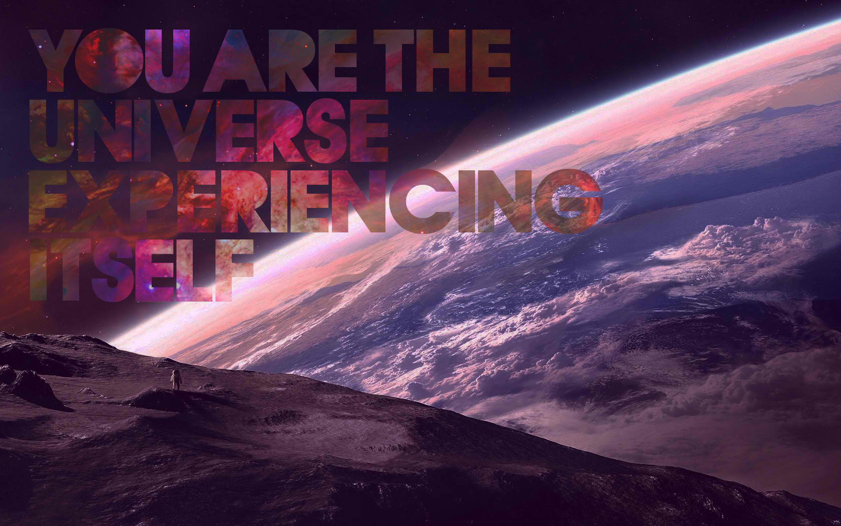 The meme is a picture of a person floating in space, with a caption "You are the universe experiencing itself". The image is a thought-provoking and philosophical concept that challenges the idea of individuality and the nature of existence.