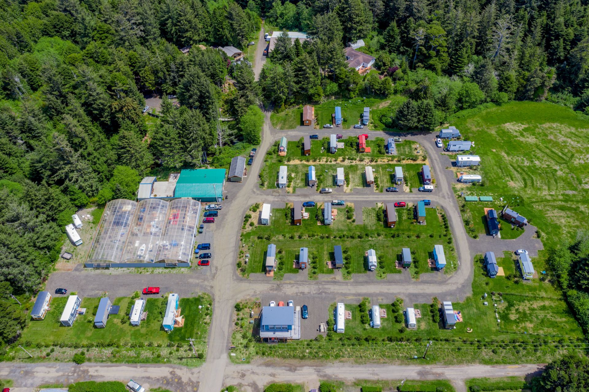 The meme depicts a rural community where every house has a small greenhouse attached to it. The text in the image likely reads "Permaculture - Shelter" or something similar, implying that the community has implemented...