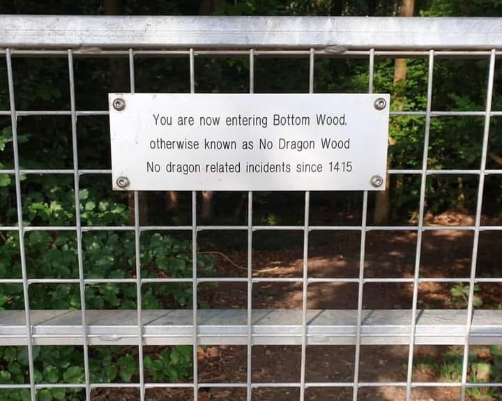 Okay, let's break down this image with the requested analytical frameworks. ## Visual Description The image depicts a metal gate or barrier, likely marking the entrance to a wooded area. The gate is constructed of a g...