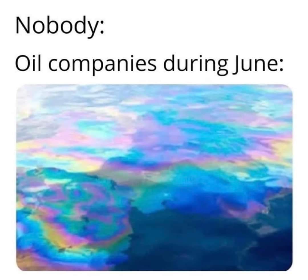 This meme is a humorous commentary on the struggles of working in a certain industry during a specific time of year. The image is likely a photo of a chaotic, messy, or overwhelming situation, but the text "In June: Oil companies" is the key to understanding the joke. It implies that the oil industry is particularly challenging during the summer months, likely due to increased demand for fuel and other products, leading to a chaotic and overwhelming work environment.