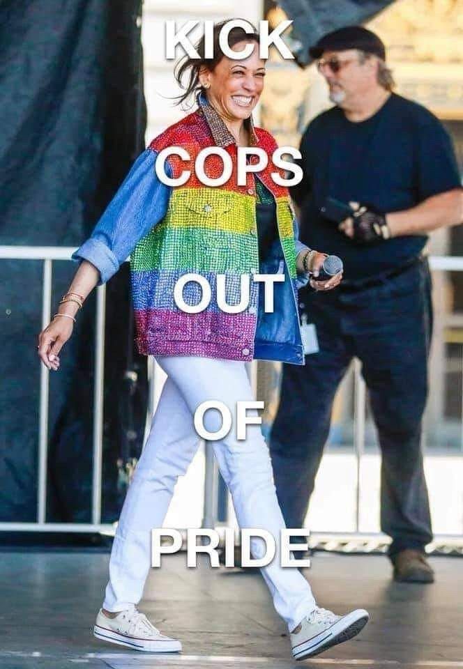 The meme features a photo of a person in a humorous, exaggerated pose, likely with a playful expression. The text overlay reads "Kamala Harris: I'm not a morning person" and "I'm not a night person".