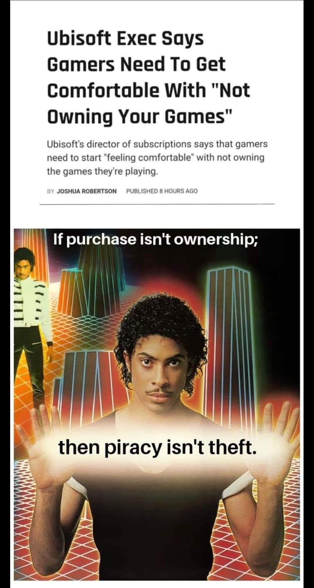 This meme is a humorous take on the concept of ownership and control in the digital age. The image features a person standing in front of a cityscape, with a caption that reads "If you can't delete it, you don't own it." This phrase is often attributed to Steve Wozniak, a co-founder of Apple, but the meme's author is using it to make a satirical commentary on the notion that when you buy a digital product, you don't actually own it, you're just licensing it.