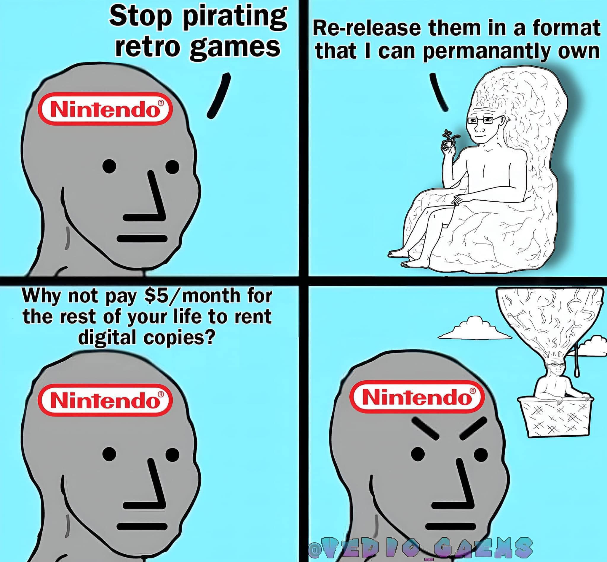 This meme is a humorous commentary on the frustration of living in a world where digital content is often restricted or controlled by corporations. The image features a character from the popular video game series "Doki Doki Literature Club!" expressing outrage and frustration at the idea of being forced to pay for digital content that is already owned. The text "In a world where you own nothing, you'll be happy to pay $5/month for the privilege of streaming it" appears in the image, highlighting the absurdity of the situation.