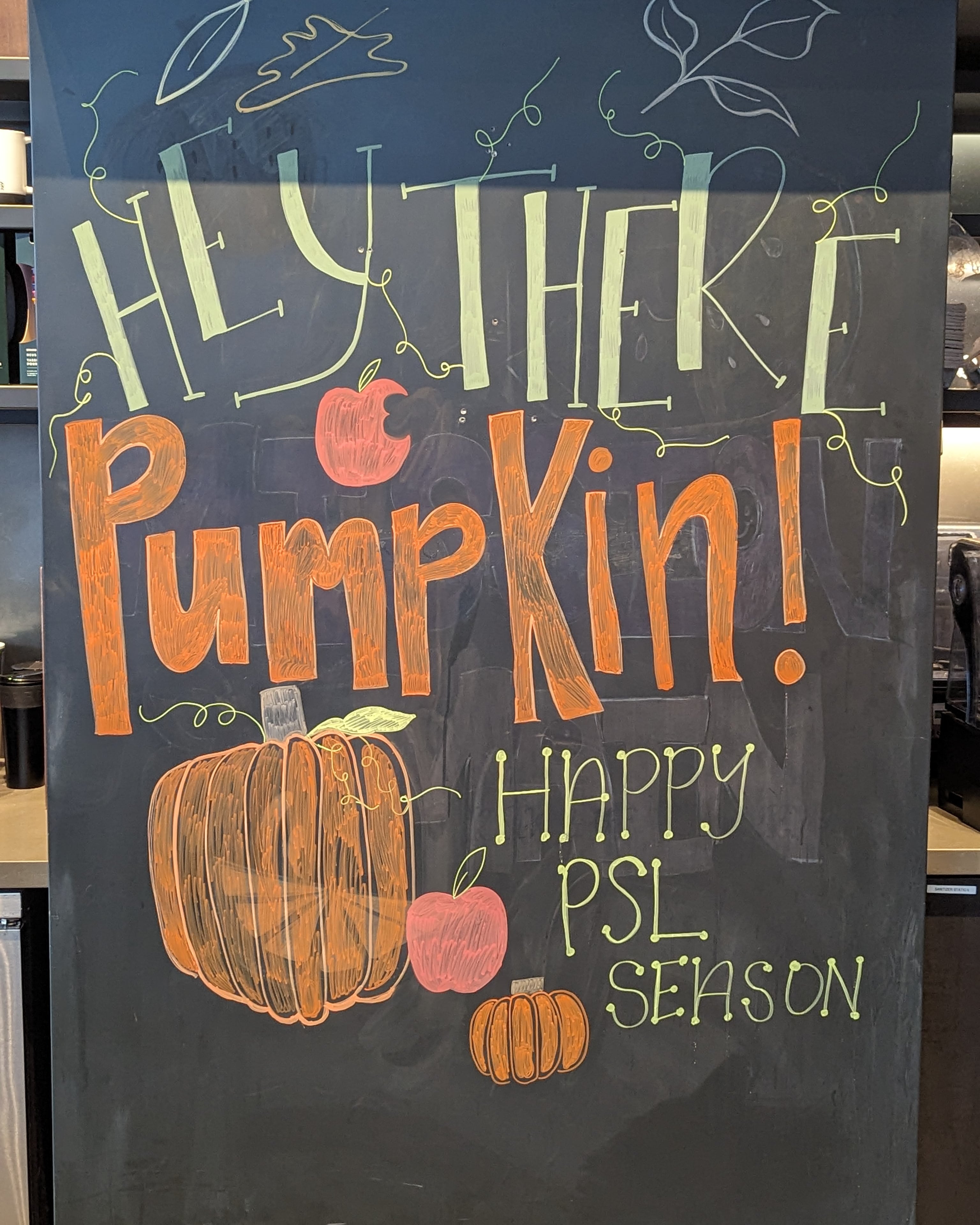 The meme is a humorous image of a Pumpkin Spice Latte (PSL) cup with the phrase "Pump-kin" spelled out in a playful, handwritten font, accompanied by a few illustrations of pumpkins and a leaf. The text "I'm not argui...