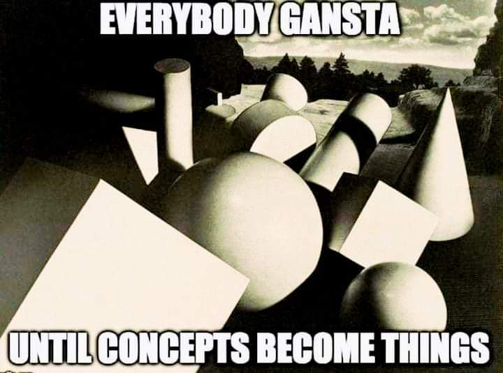 The meme is a playful critique of post-structuralist theory, specifically the idea that concepts are not fixed and can be reinterpreted in different ways. The image shows a collection of shapes, each one representing...