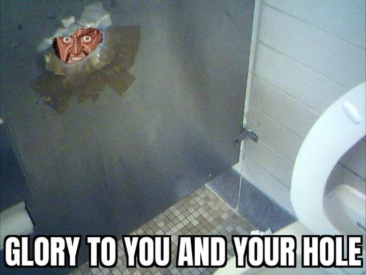 This meme is a humorous image of a toilet with a hole in the wall, and a face is visible through the hole, looking surprised and frightened. The text "I CAN SEE YOUR FACE" appears in bold, white letters at the top of the image. The overall tone is playful and irreverent, poking fun at the idea of being caught in a vulnerable situation.