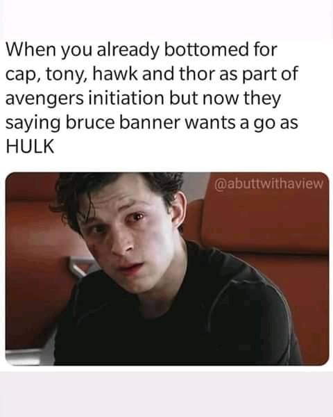This meme is a humorous take on the Marvel Cinematic Universe's (MCU) character development. The image shows a screenshot of Tom Holland's Spider-Man character, Peter Parker, looking sad and dejected. The text accompanying the image reads: "When you're the main character of a franchise and your friends are all dead but the villain you killed gets a reboot"