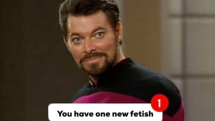 The meme features a screenshot of a notification from a social media platform, with a profile picture of a character from the Star Trek franchise, likely Jean-Luc Picard. The notification reads "You have one new friend" and is accompanied by a winking face emoji.