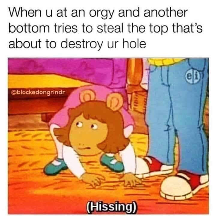 This meme is a humorous image featuring a character from the children's TV show "Arthur" in a compromising situation. The image shows Muffy, a character known for her spoiled and entitled personality, in a precarious position, with the caption "When you and your friends try to have a sleepover and one of them has a really bad idea".
