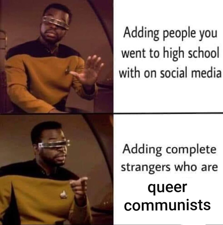 This meme is a humorous commentary on the contrast between online interactions and real-life relationships. The image features a split-screen comparison, with a person on the left enthusiastically waving to the camera, and on the right, they're awkwardly waving to a stranger. The text on the right reads, "I love making new friends online... said no one ever."