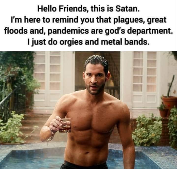This meme is a humorous image featuring a person in a provocative pose, with a caption that starts with "Hello, friends" and continues with a sarcastic and irreverent message about God's department being responsible for the chaos of the world. The text is written in a playful, tongue-in-cheek tone, implying that God's department is responsible for the worst aspects of human experience. The image is likely accompanied by a photo of a person in a provocative or humorous pose, adding to the meme's lighthearted and irreverent tone.