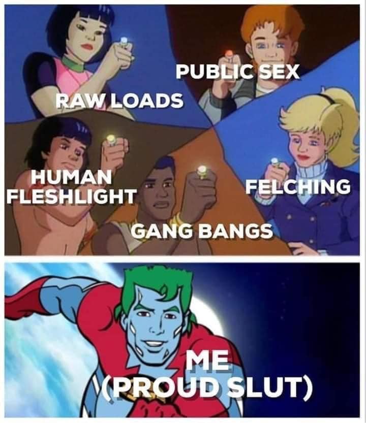 This meme is a humorous commentary on the internet's obsession with explicit content. The image features a group of characters from the 1980s cartoon "G.I. Joe: A Real American Hero" holding up signs with various internet slang terms, including "Incest", "Bestiality", and "Child Porn". The text at the bottom of the image reads "Me (Proud Slut)" in a mocking tone, implying that the speaker is proud of their online activities.